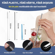 Set tacamuri de calatorie NextWave, reutilizabil si ecologic, husa din panza Oxford cu fermoar si benzi de fixare, include cutit friptura, recipiente condimente si pai, din otel inoxidabil, pentru camping, picnic si munca, set 10 piese, argintiu