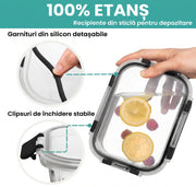 Set 15 Caserole Alimentare din sticla NextWave®️ Capace Etanse, Depozitare Frigider si Congelator, Potrivite pentru Microunde, Fara BPA, Organizare Bucatarie, Inchidere cu 4 Clipsuri, Usor de Curatat, Transparent