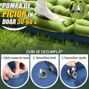 Saltea gonflabila de camping dubla NextWave®️, pompa de picior integrata pentru umflare rapida, perne incorporate, celule de aer ergonomice, din nailon 40D cu TPU, pentru 2 persoane, cort, drumetii si calatorii, 202, 7 x 135, 9 x 10, 2 cm, Verde