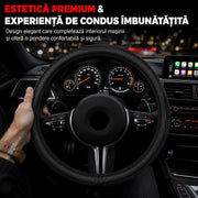 Husa volan auto NextWave®, din piele ecologica din microfibra, captuseala interioara antiderapanta, cusaturi ranforsate, protectie impotriva uzurii, zgarieturilor si caldurii, montare usoara, compatibila cu volane de 37-39 cm