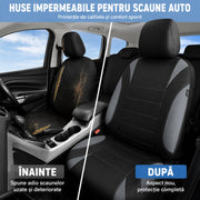 Set huse auto NextWave® pentru scaune fata, 4 piese, neopren impermeabil cu strat EVA de 5 mm, compatibile cu airbag lateral si tetiere detasabile, protectie impotriva petelor, umezelii si uzurii, montare rapida, potrivire universala, gri