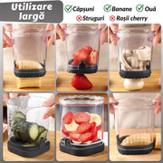 Feliator pentru fructe si capsuni NextWave®️, taiere rapida si uniforma in 8 felii, baza cu placa de impingere, lama detasabila din otel inoxidabil 304 si pahar ABS, ideal pentru capsuni, banane, kiwi si oua fierte, 11 x 9 cm, Negru