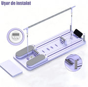 Placa de Pilates multifunctionala NextWave®️, reformer pliabila pentru antrenamentul complet al corpului acasa, benzi elastice de rezistenta, sistem revenire automata, suporturi reglabile 0-180°, din polipropilena durabila, sarcina 155 kg, Mov
