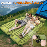 Saltea gonflabila camping NextWave®️, suport confortabil cu perna integrata, pompa de picior pentru umflare rapida in 50 secunde, capse laterale de unire, din nailon 40D impermeabil cu TPU, pentru cort si drumetii, 1 persoana, 0, 7 kg