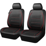 Set huse auto pentru scaune fata NextWave®, 4 piese, piele ecologica impermeabila cu burete moale de 5 mm, compatibile cu airbag si tetiere detasabile, protectie impotriva murdariei si zgarieturilor, potrivire universala, negru-rosu