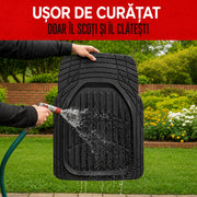 Set covorase auto NextWave®, din cauciuc flexibil impermeabil, margini inalte pentru retinerea apei, noroiului si zapezii, decupabile pentru ajustare, curatare usoara, compatibilitate universala pentru autoturisme, SUV si camionete, negru