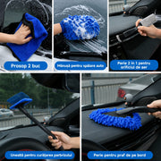 Set detailing auto NextWave®, 36 piese pentru curatare profesionala interior si exterior, perii pentru bormasina, jante, anvelope, bord, tapiterie si grile, lavete din microfibra, accesoriu pentru parbriz, manusa de spalare si cutie de depozitare