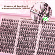 Kit extensii gene false tip manunchiuri NextWave®️, aspect natural Wispy cu efect 3D, adeziv Bond si Seal rezistent 3-7 zile, banda confortabila din bumbac, pentru machiaj zilnic DIY de salon, curbura C, mix 10-16 mm, negru, 300 buc