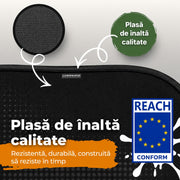 Parasolar auto NextWave® pentru geam lateral, set 2 bucati, protectie UV certificata UPF 50+, blocheaza 98,6% din razele UV, fixare statica fara ventuze, pentru bebelusi si copii, ideal pentru calatorii, reutilizabil, negru