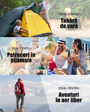 Sac de dormit NextWave®️, 3 sezoane, impermeabil si respirabil, gluga cu snur, fermoar la picioare pentru aerisire, mod patura, exterior poliester, captuseala pongee, pentru camping si drumetii, sac de compresie, 220x80 cm, 1.5 kg, Albastru marin