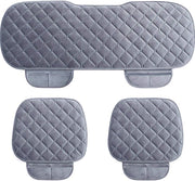 Set huse scaune auto NextWave®️, 3 piese pentru protectie si confort sporit, baza antialunecare si buzunare frontale, din plus de catifea moale cu burete dens, compatibilitate universala pentru sedan, hatchback si SUV, 51x49 cm si 133x49 cm, Gri
