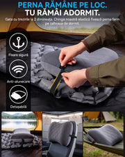 Perna gonflabila de camping NextWave®️, suport cervical ergonomic, supapa One-Click de umflare rapida, banda elastica anti-alunecare, husa detasabila si lavabila din bumbac, camera etansa TPU, pentru drumetii si calatorii, 44x31 cm, 159 g, Gri