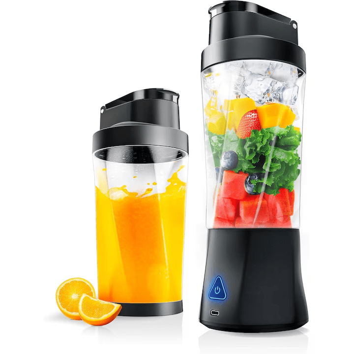 Mini Blender Electric Portabil NextWave™, Multifunctional, Auto-curatare, Autonomie Mare, Recipient detasabil cu capac, Baterie reincarcabila 6000mAh, 20.000 RPM, 240W, 650 ml, negru