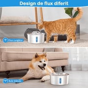 Dispenser apa automat tip fantana NextWave® pentru pisici si caini, cu fereastra mare pentru nivelul apei, purificare si filtrare prin carbune activ, otel inoxidabil, ultra-silentiosa, USB, adaptor priza, capacitate 3.2L, Argintiu