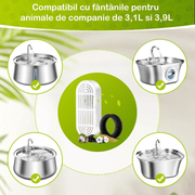 Set 12 filtre de rezerva pentru dispenser de apa tip adapator fantana pentru pisici si caini NextWave®️, purificare, elimina eficient impuritatile si firele de par, carbon activ, 6 filtre de bumbac si 6 bureti prefiltranti