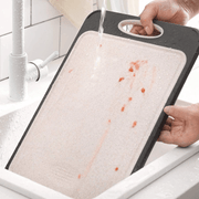 Tocator de bucatarie Dublu fata-verso, Decongelare Rapida, Fata otel inoxidabil 304 pentru carne, verso PP pentru legume, fructe, Usor de curatat, Scurgere suc, Macinare usturoi, Rezistent la Zgarieturi si Durabil, dimensiune mare 40x28 cm