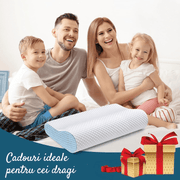 Perna ortopedica pentru dormit NextWave®, Spuma cu Memorie ergonomica pentru Gat si Suport Cervical, Husa detasabila lavabila, Ideala pentru dormitul lateral, spate sau stomac, Fermitate Medie, 60 x 40 cm