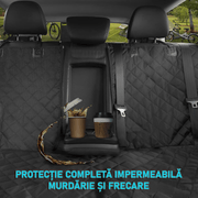Husa scaune auto pentru transport animale NextWave®️, universala, caini si pisici, taxi, ride sharing, ofera protectie bancheta spate, impermeabila, antialunecare, 123 cm, negru