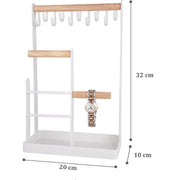 Suport bijuterii NextWave, 4 niveluri, 10 carlige, alb, dimensiuni compacte