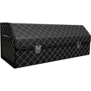 Organizator portbagaj auto Premium NextWave®️, Multifunctional, Pliabil, Rezistent, Manere Laterale, Prindere cu catarame, 3 compartimente mari, 75x31x30 cm, alb negru