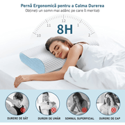 Perna ortopedica pentru dormit NextWave®, Spuma cu Memorie ergonomica pentru Gat si Suport Cervical, Husa detasabila lavabila, Ideala pentru dormitul lateral, spate sau stomac, Fermitate Medie, 60 x 40 cm
