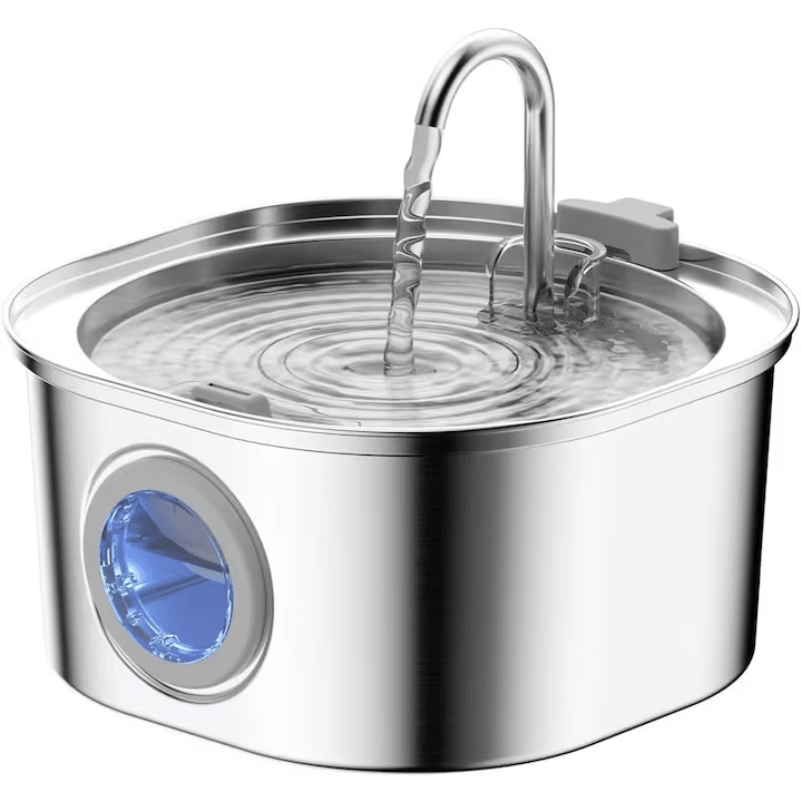 Dispenser apa automat tip fantana pentru pisici si caini NextWave®, cu fereastra mare pentru nivelul apei, purificare si filtrare prin carbune activ, otel inoxidabil, ultra-silentiosa, USB, adaptor priza, capacitate 3.2L