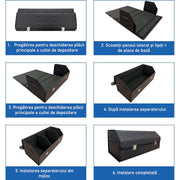 Organizator portbagaj auto Premium NextWave®️, Multifunctional, Pliabil, Rezistent, Manere Laterale, Prindere cu catarame, 1/2/3 compartimente, Rosu Negru