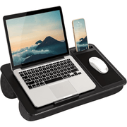 Masa laptop pentru poala NextWave®️ cu mouse pad, suport telefon, perna dubla, pentru pat, birou, canapea, masina, greutate redusa cu maner integrat, potrivit pentru laptopuri de pana la 15.6 inch, 54 x 30 x 6 cm