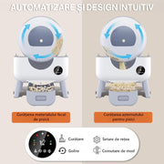 Litiera Automata Smart NextWave®️ pentru pisica, toaleta inteligenta cu functii de auto-curatare, Aplicatie Mobila, Senzori Ambientali, Design Oval Modern, 76L+ 13L, 5 role saci, alb