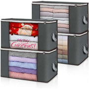 Set 4 huse depozitare cu fermoar NextWave®️, Organizator pentru haine, Cu fereastra transparenta, Rezistent la praf si umiditate, Usor de pliat si curatat, depozitare practica pentru haine, paturi, pantofi, jucarii de plus, 60*40*33cm, Gri