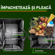 Organizator portbagaj auto NextWave®️ cu chingi de ancorare, Multifunctional, Pliabil, 9 compartimente, Capacitate 60L, Material Oxford 1680D, 58x43x27 cm
