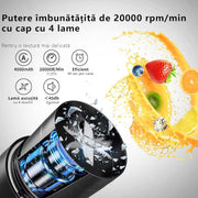 Blender electric portabilMini Blender Electric NextWave™, Portabil, Multifunctional, Auto-curatare, Autonomie Mare, Baterie reincarcabila 4000mAh, Smoothie, legume si fructe, Milk shake, 460 ml, 6 Lame 3D, negru