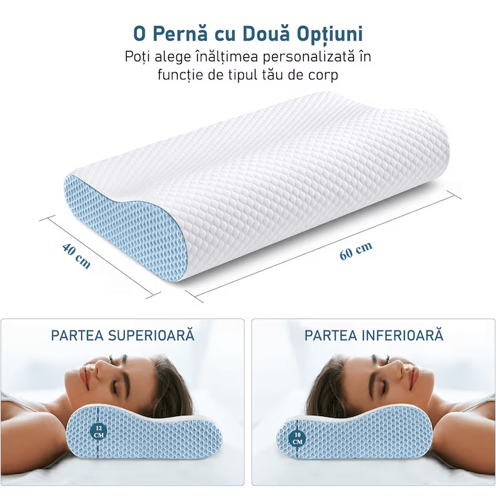 Pernă pentru dormit NextWave Spumă cu memorie ergonomică Confort echil