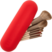 Organizator pensule machiaj pentru calatorii, din silicon anti-cadere, portabil, elegant, usor, inchidere cu magnet, portfard pentru cosmetice, rezistent la apa, 21x6x4 cm