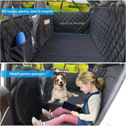 Husa scaune auto, protectie si transport animale extinsa NextWave®️, insertie 3 placi pentru caini, pisici de toate taliile, rezistenta pana la 142 kg, pat animale, ofera protectie bancheta spate autoturism, Universala, Negru