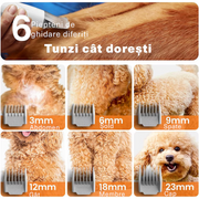 Masina De Tuns Animale, Caini, Pisici NextWave®, Aspirator 7 in 1 pentru toaletarea animalelor de companie si materiale textile, 6 marimi pentru tuns, Usor de Utilizat, Zgomot Redus