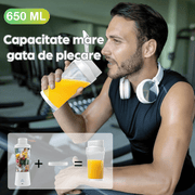 Mini Blender Electric Portabil NextWave™, Multifunctional, Auto-curatare, Autonomie Mare, Recipient detasabil cu capac, Baterie reincarcabila 6000mAh, 20.000 RPM, 240W, 650 ml, alb