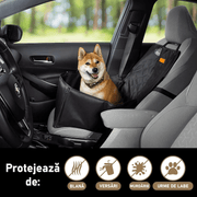 Husa scaun auto protectie si transport animale 2-1 NextWave®️, caini si pisici ofera protectie scaun fata, universala, taxi, ride sharing, impermeabila, antialunecare, 56cm, neagra
