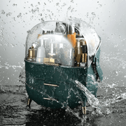 Organizator pentru cosmetice si bijuterii NextWave®, spatiu depozitare cu 2 sertare, vitrina, cutie pensule si rujuri, multifunctionala