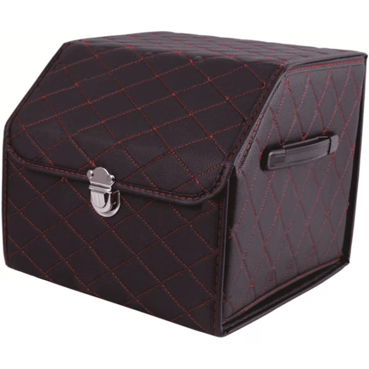 Organizator portbagaj auto Premium NextWave®️, Multifunctional, Pliabil, Rezistent, Manere Laterale, Prindere cu catarame, 1 compartiment mare, 38x31x30 cm, Rosu Negru