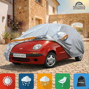 Prelata Auto Premium NextWave®️, Impermeabila, Protectie UV, Praf, Zapada, Inghet, Universala pentru Sedan, Buzunare Oglinzi, Fermoar Usa Sofer, Material Premium, Husa Saculet Depozitare