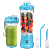 Mini Blender Electric Portabil NextWave™, Multifunctional, Auto-curatare, Autonomie Mare, Recipient detasabil cu capac, Baterie reincarcabila 4000mAh, 240W, 600 ml, negru