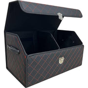 Organizator portbagaj auto Premium NextWave®️, Multifunctional, Pliabil, Rezistent, Manere Laterale, Prindere cu catarame, 1/2/3 compartimente, Rosu Negru