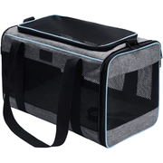 Geanta pentru transport animale mici NextWave®, pisica, caine, iepure, din panza, 45x28x28 cm, Baza rezistenta cu covoras, Usor de transportat, Plasa respirabila, Gri