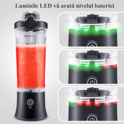 Mini Blender Electric Portabil NextWave™, Multifunctional, Auto-curatare, Autonomie Mare, Recipient detasabil cu capac, Baterie reincarcabila 4000mAh, 240W, 600 ml, negru