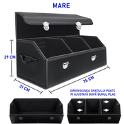 Organizator portbagaj auto Premium NextWave®️, Multifunctional, Pliabil, Rezistent, Manere Laterale, Prindere cu catarame, 3 compartimente mari, 75x31x30 cm