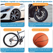 Compresor Auto Portabil pentru Anvelope Auto, Motociclete, Tubliss Enduro, Biciclete si Mingi, 10, 3 BAR/ 150 PSI, Manometru Digital, Alimentare 12V DC, lumina led 2 Moduri, setare oprire automata, husa depozitare, Negru