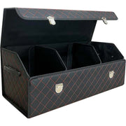 Organizator portbagaj auto Premium NextWave®️, Multifunctional, Pliabil, Rezistent, Manere Laterale, Prindere cu catarame, 1/2/3 compartimente, Rosu Negru