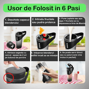 Mini Blender Electric NextWave™, Portabil, Multifunctional, Auto-curatare, Autonomie Mare, Baterie reincarcabila 4000mAh, 460 ml