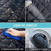 Husa scaune auto protectie si transport animale NextWave®️, pentru caini, pisici de toate taliile, ofera protectie 3-1 bancheta spate autoturism, Universala, Potrivita la orice tip de masina, Impermeabila cu fereastra de plasa si fermoar, 147 x 137, Negru